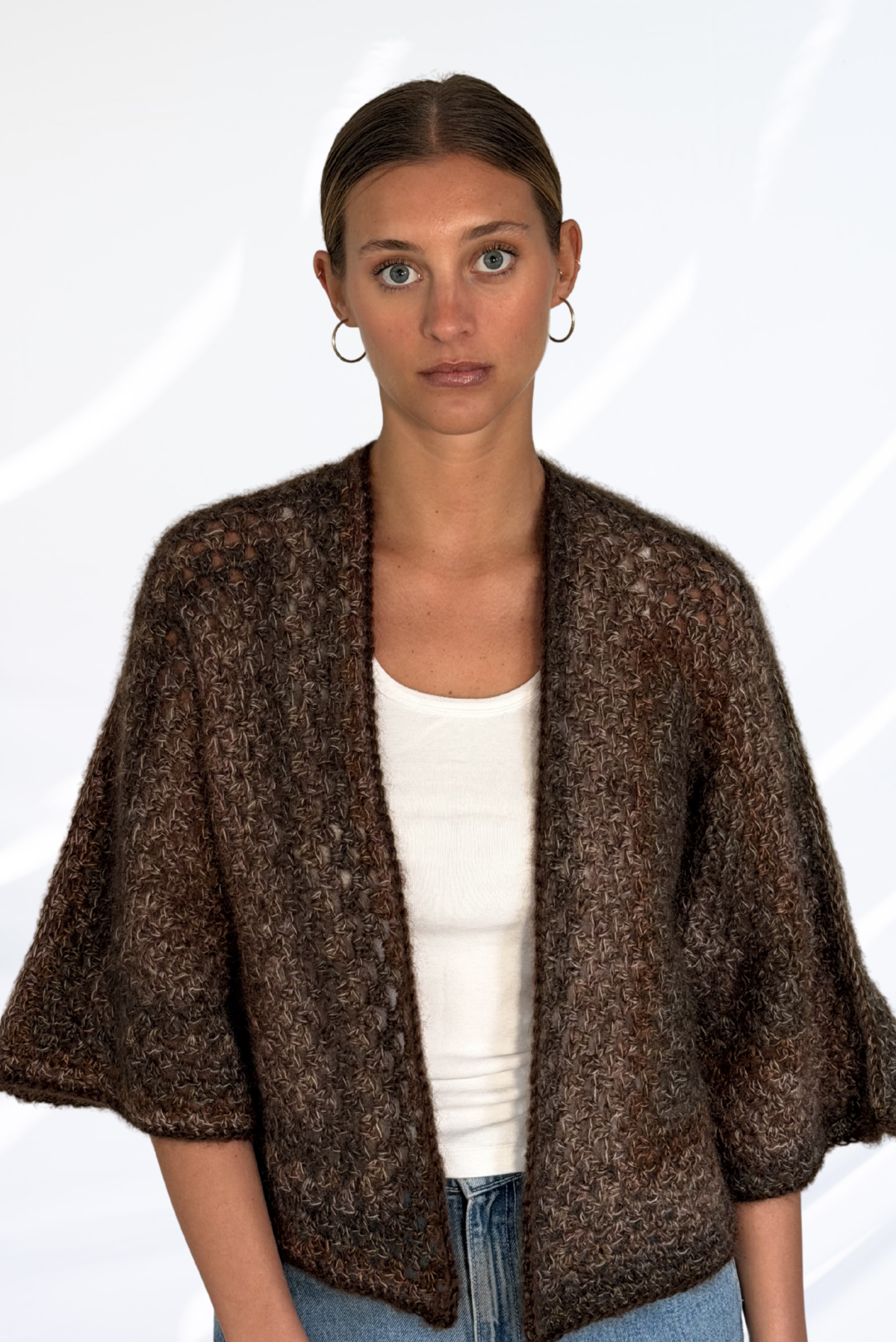 Textured brown cardigan