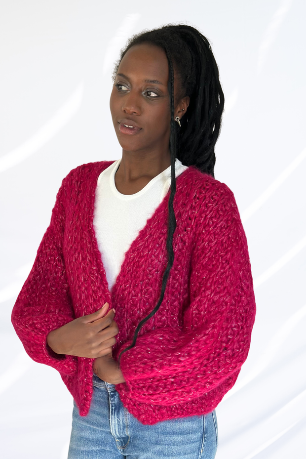 Fushia & Lurex cardigan