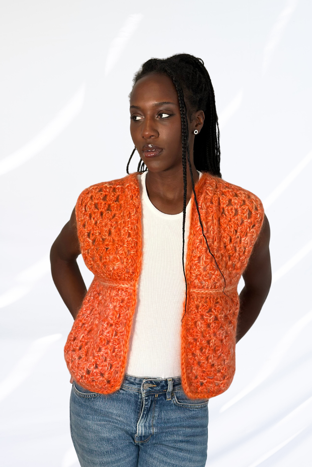 Textured orange cardigan