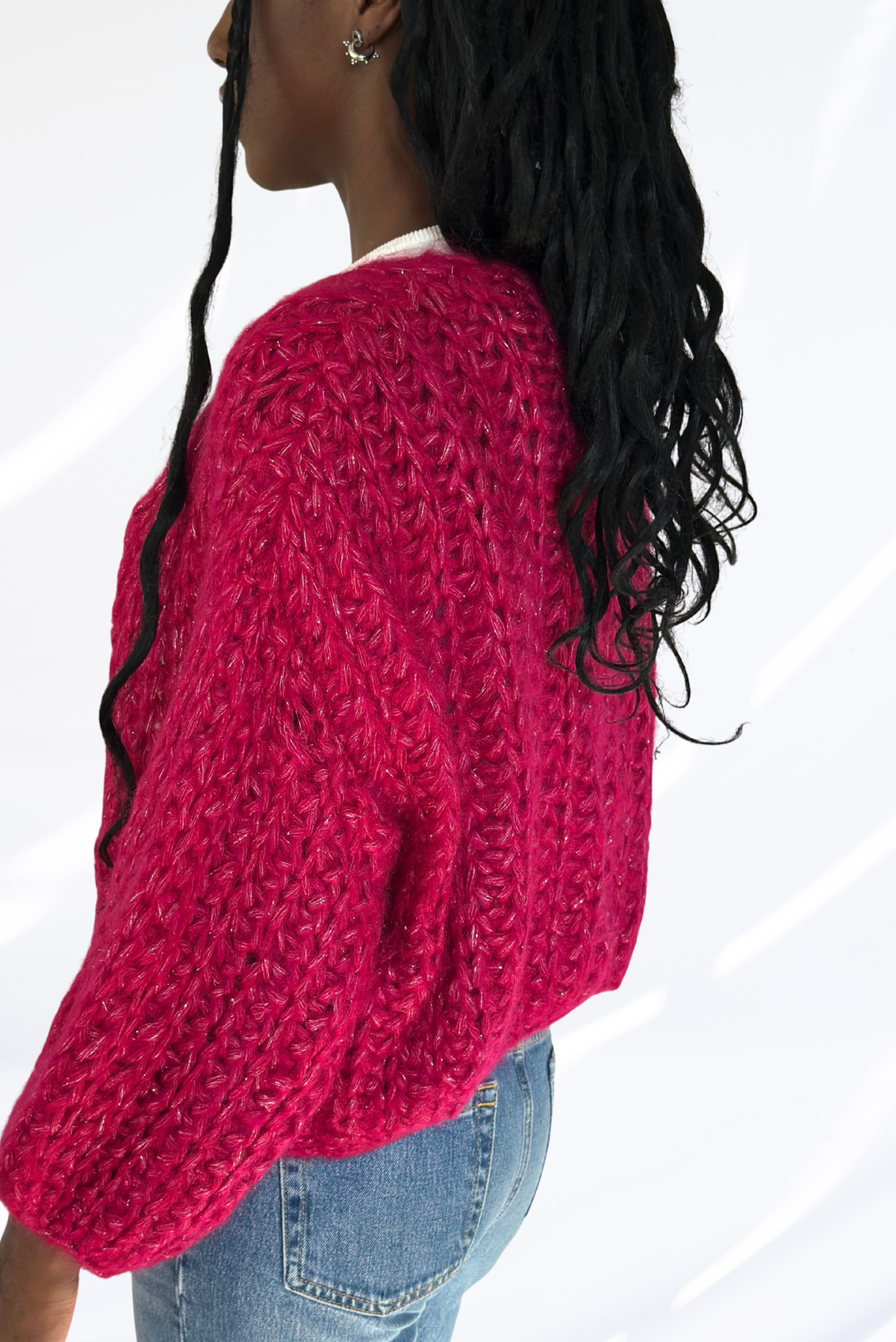 Fushia & Lurex cardigan