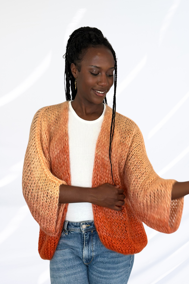 Mixed orange cardigan