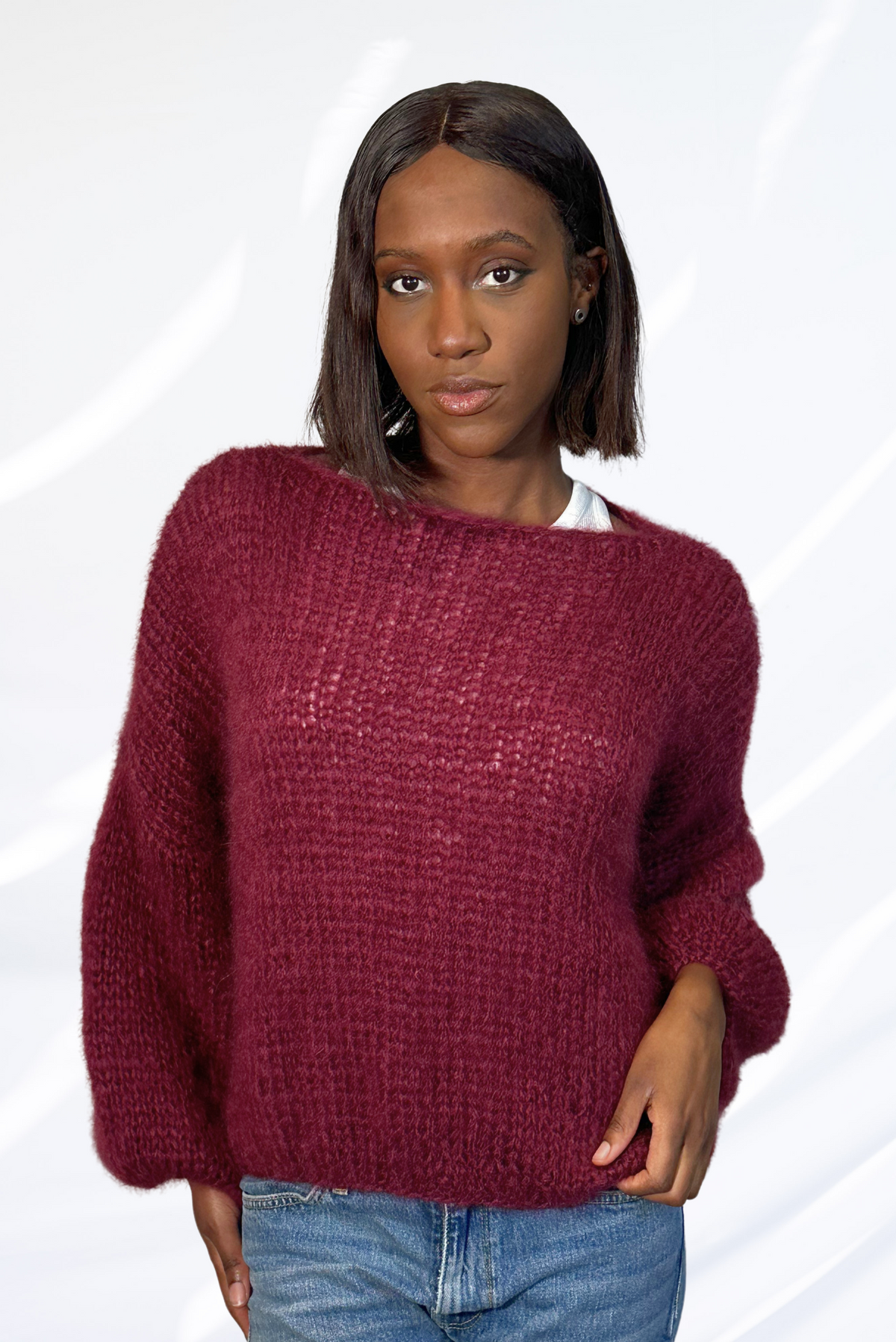 Burgundy round neck pullover