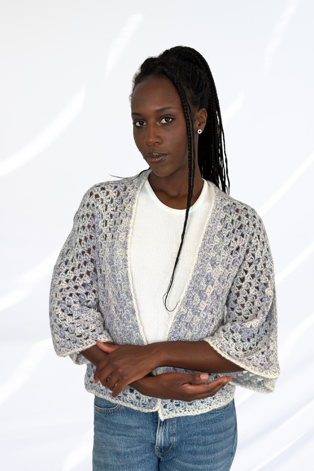 Mixed light grey & blue cardigan