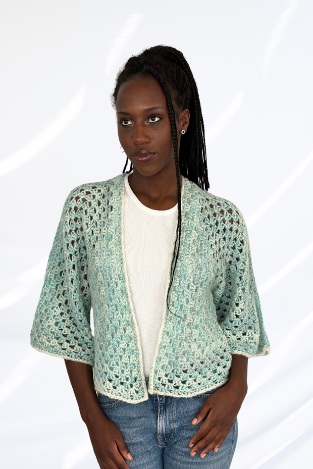 Mixed turquoise & cream cardigan