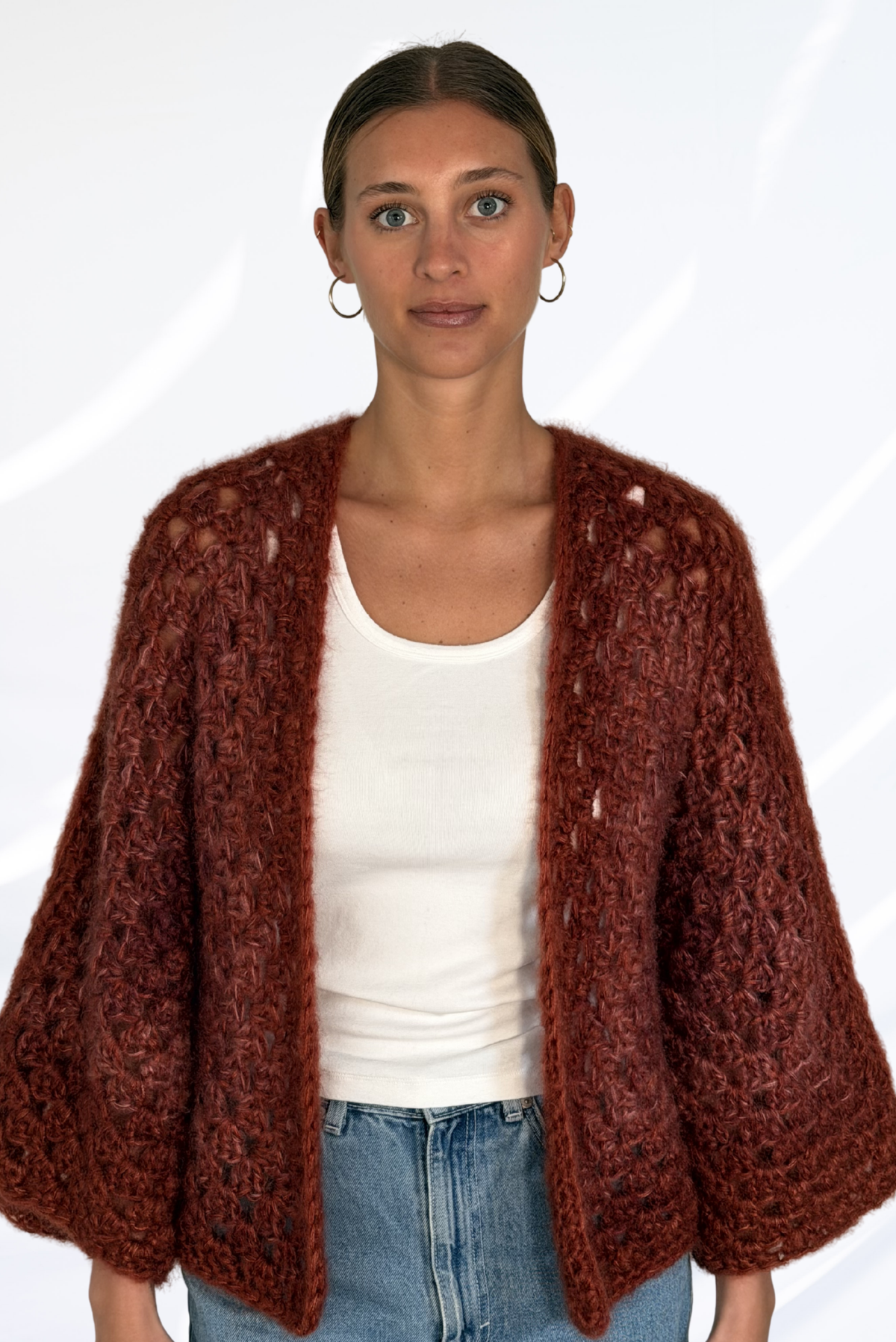 Textured terracotta cardigan