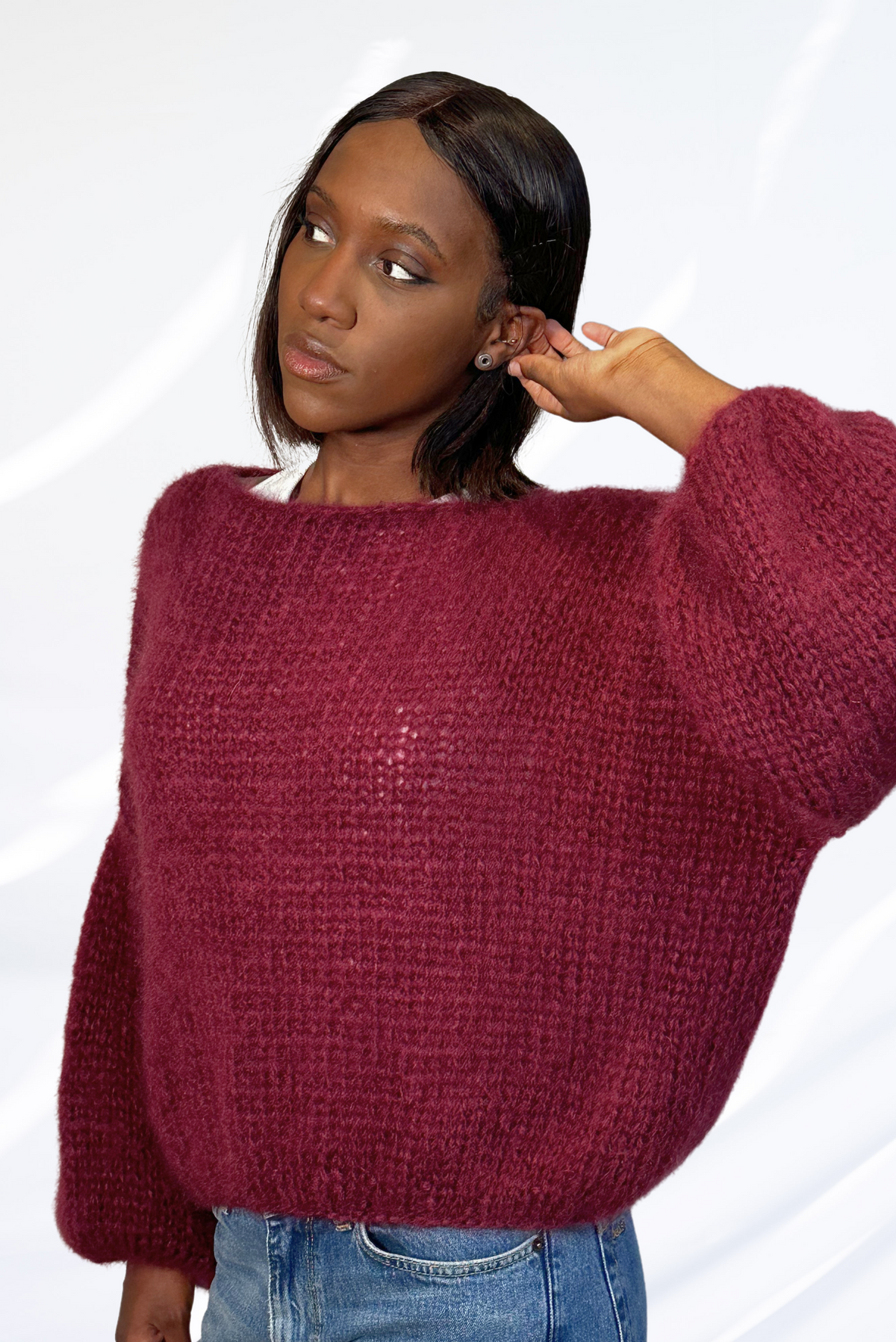 Burgundy round neck pullover