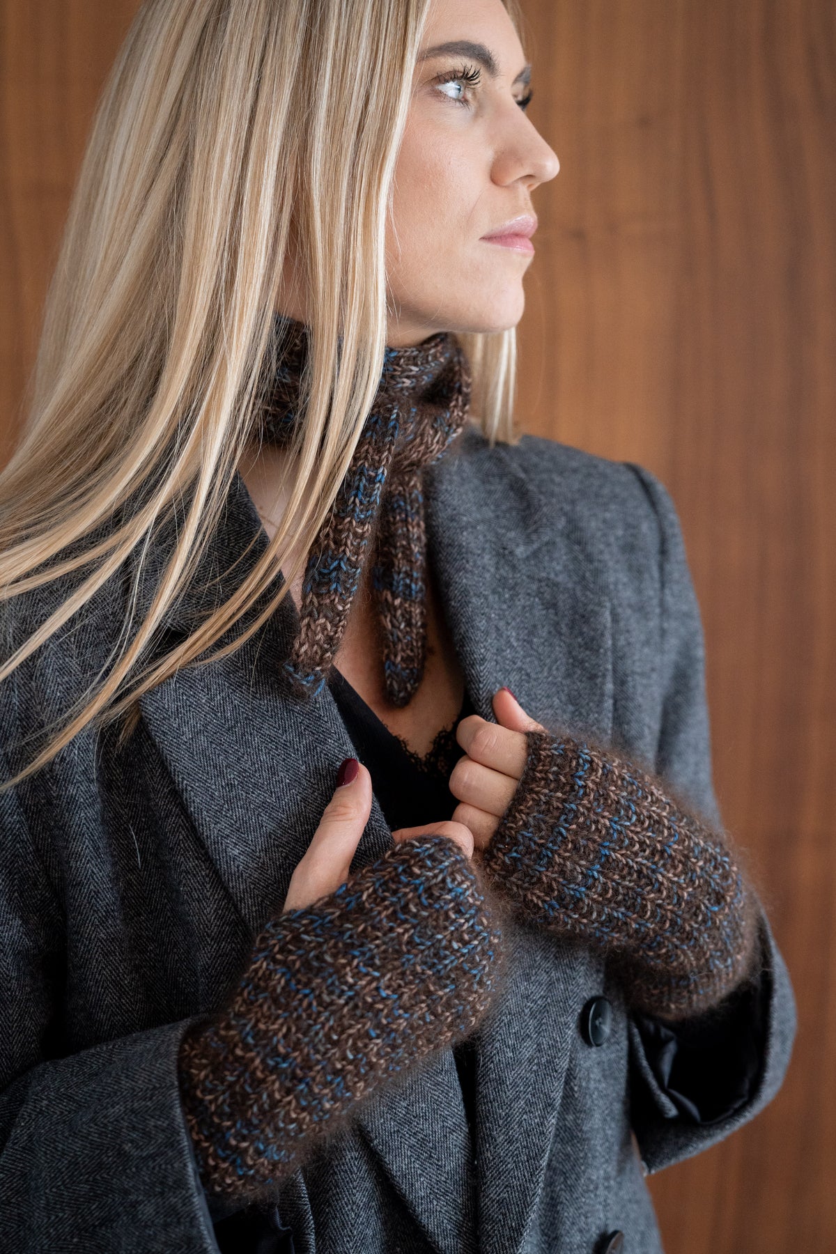 Maï hug scarf mixed brown